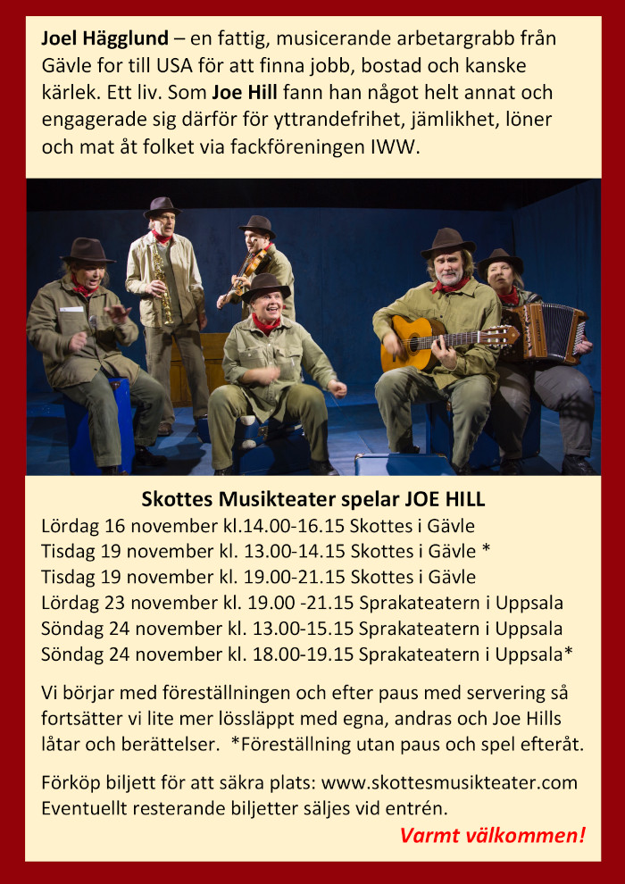 241116 24 flyer BAKSIDA Joe Hill GÄVLE UPPSALA