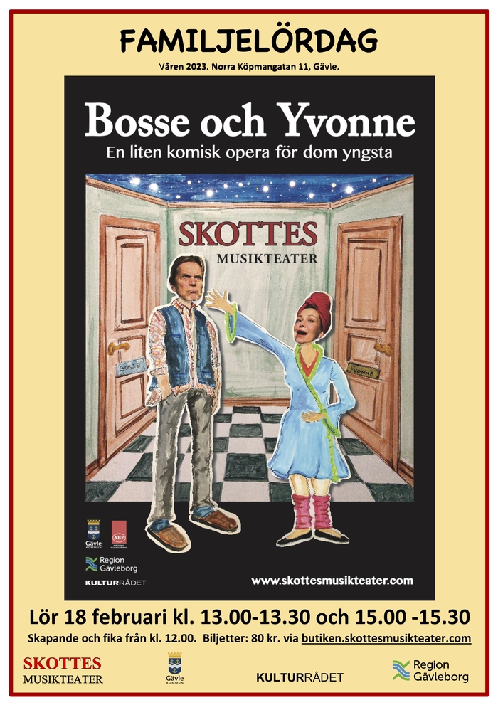 Affisch -Familjelördagar våren 2023, Bosse & Yvonne